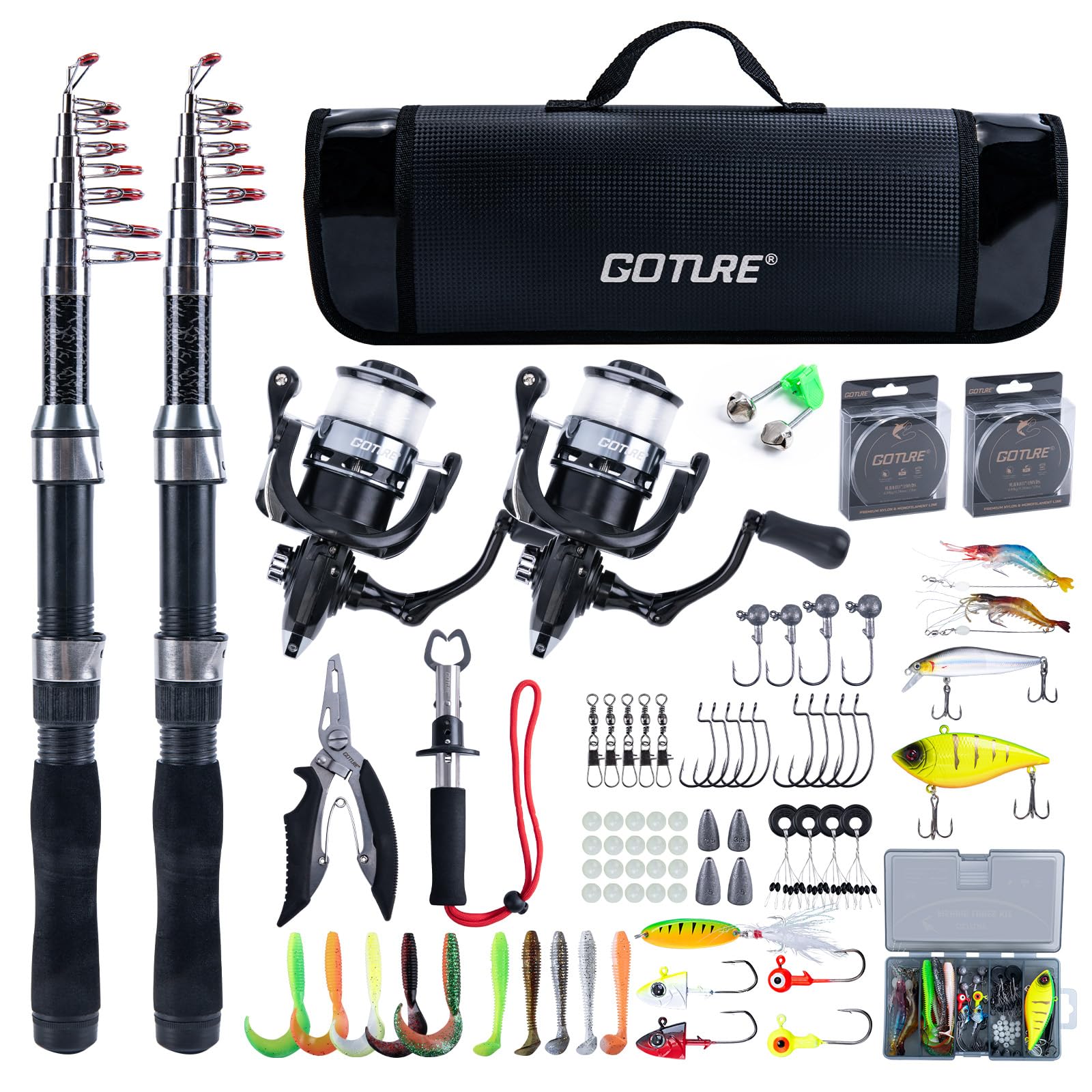 Goture telescopic rod extended for travel-ready casting and strength