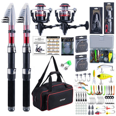 Goture telescopic rod extended for portable saltwater and freshwater casting.