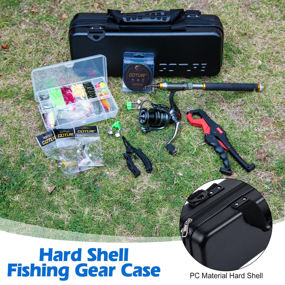 Goture telescopic rod extended for compact saltwater casting on the go.