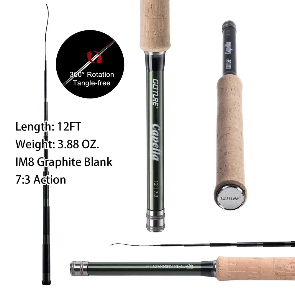 Goture ergonomic cork grip improves comfort during long angling sessions.