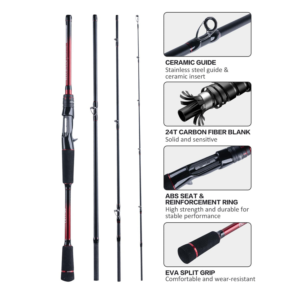 GOTURE rod showcasing 7+1 ceramic-guides for smooth line flow.
