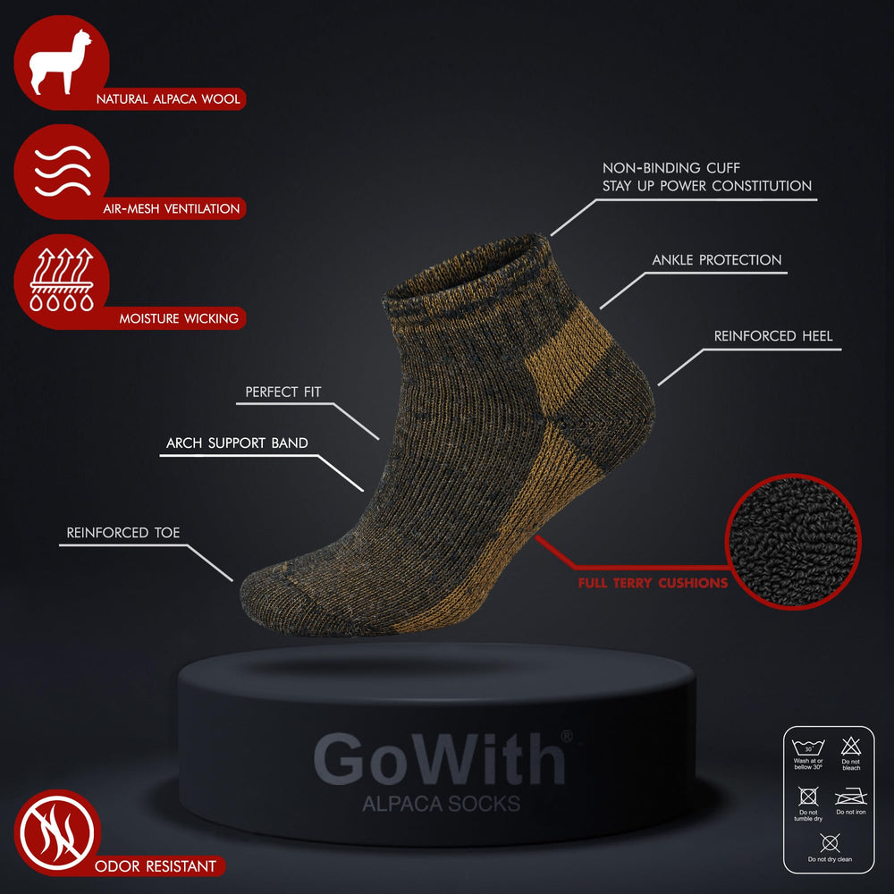 GoWith alpaca wool socks winter outdoor setup pictured for cold-weather activity.