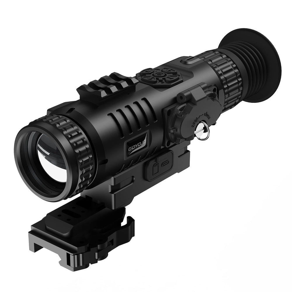Goyojo Digital Night Vision Scope front view illustrates rugged build for all-night hunting.