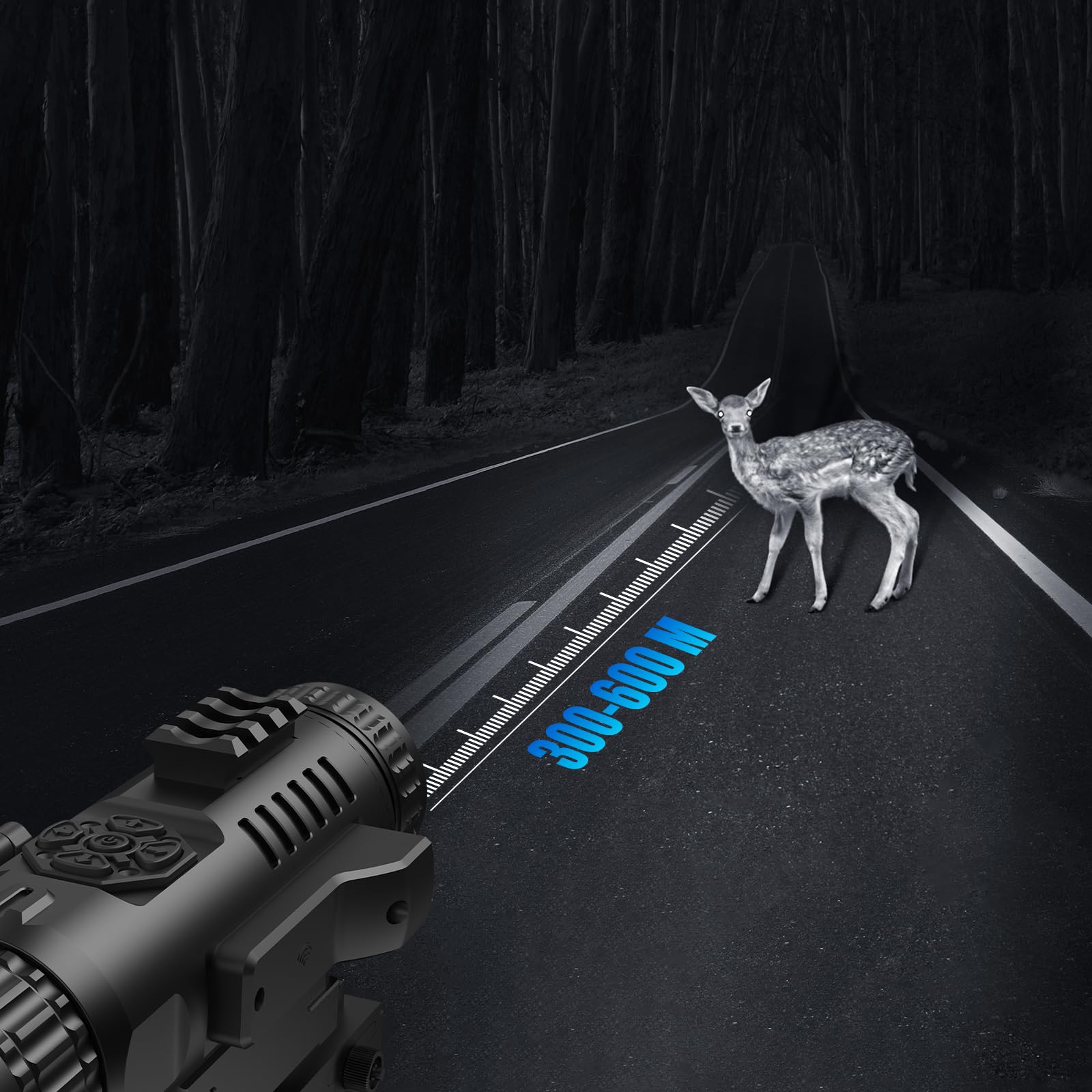 Goyojo Digital Night Vision Scope infrared illuminator boosts visibility in darkness.
