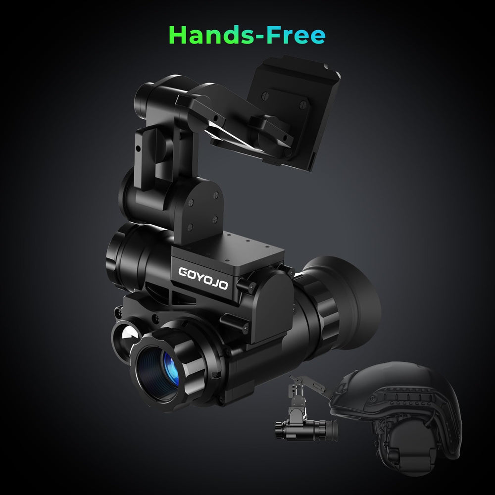 GOYOJO Night Vision Goggles worn on helmet for hands-free operation