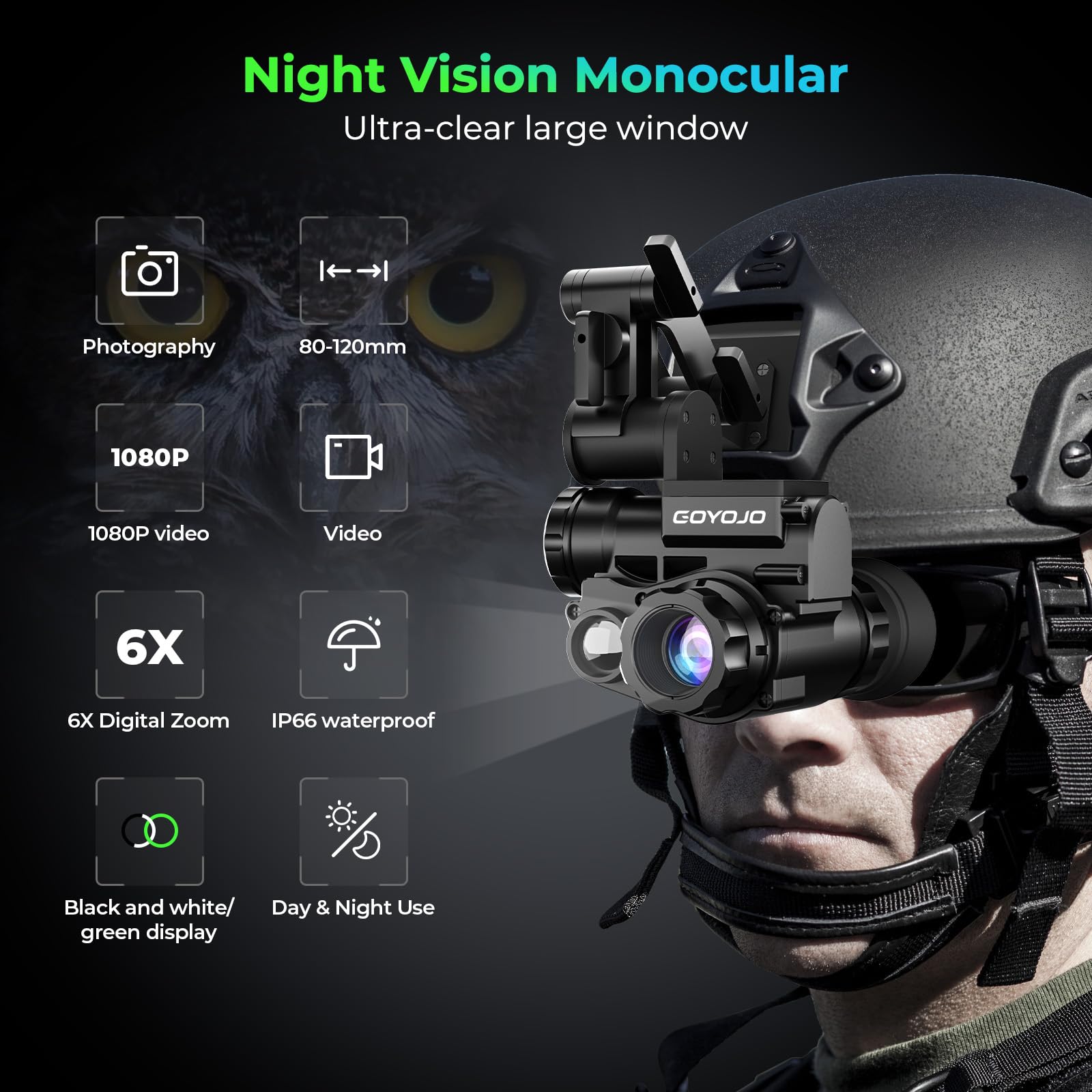 GOYOJO NVG10 helmet attachment enables hands-free operation during outdoor tasks