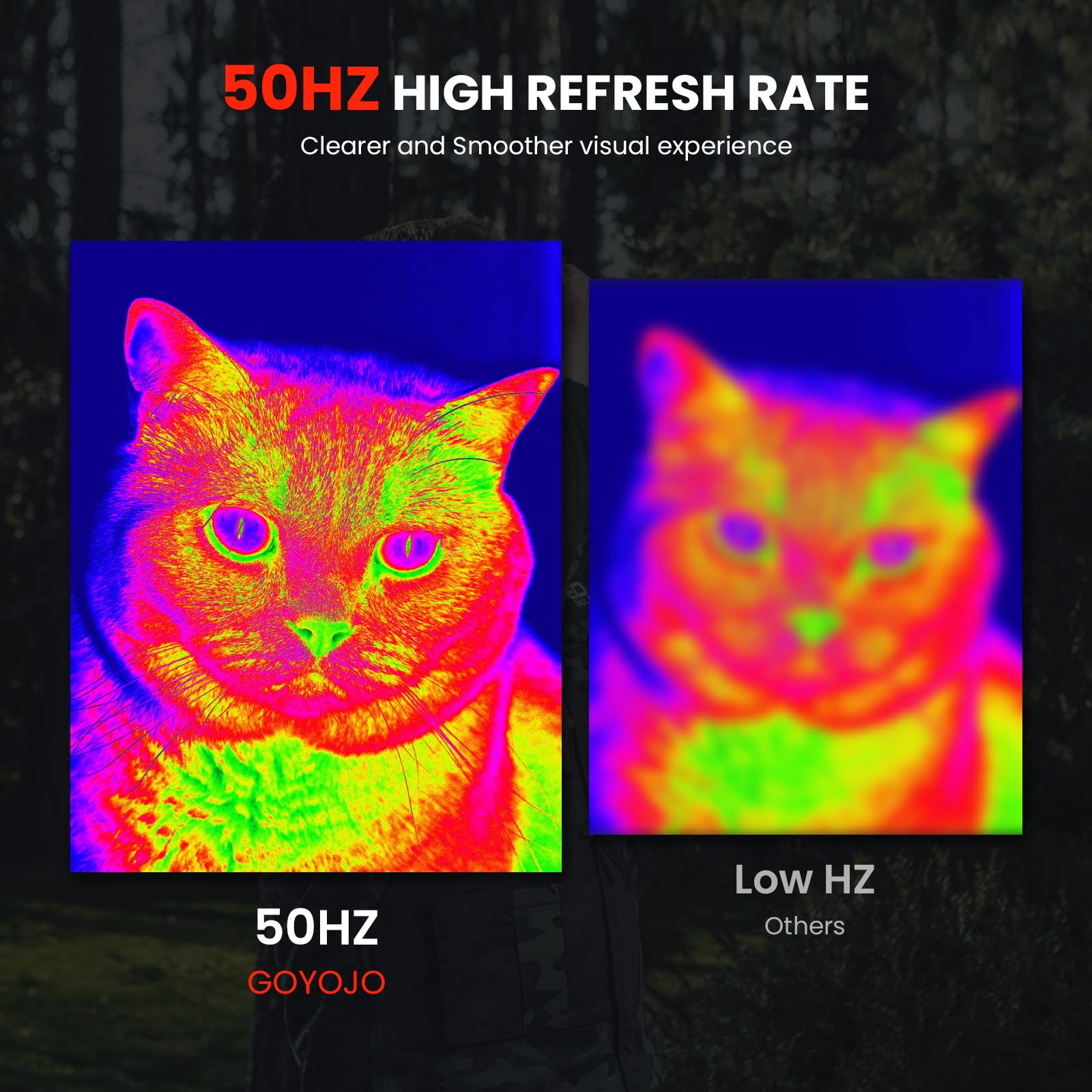 GOYOJO thermal monocular zoom-dial image reveals up to 8x digital zoom for targets.