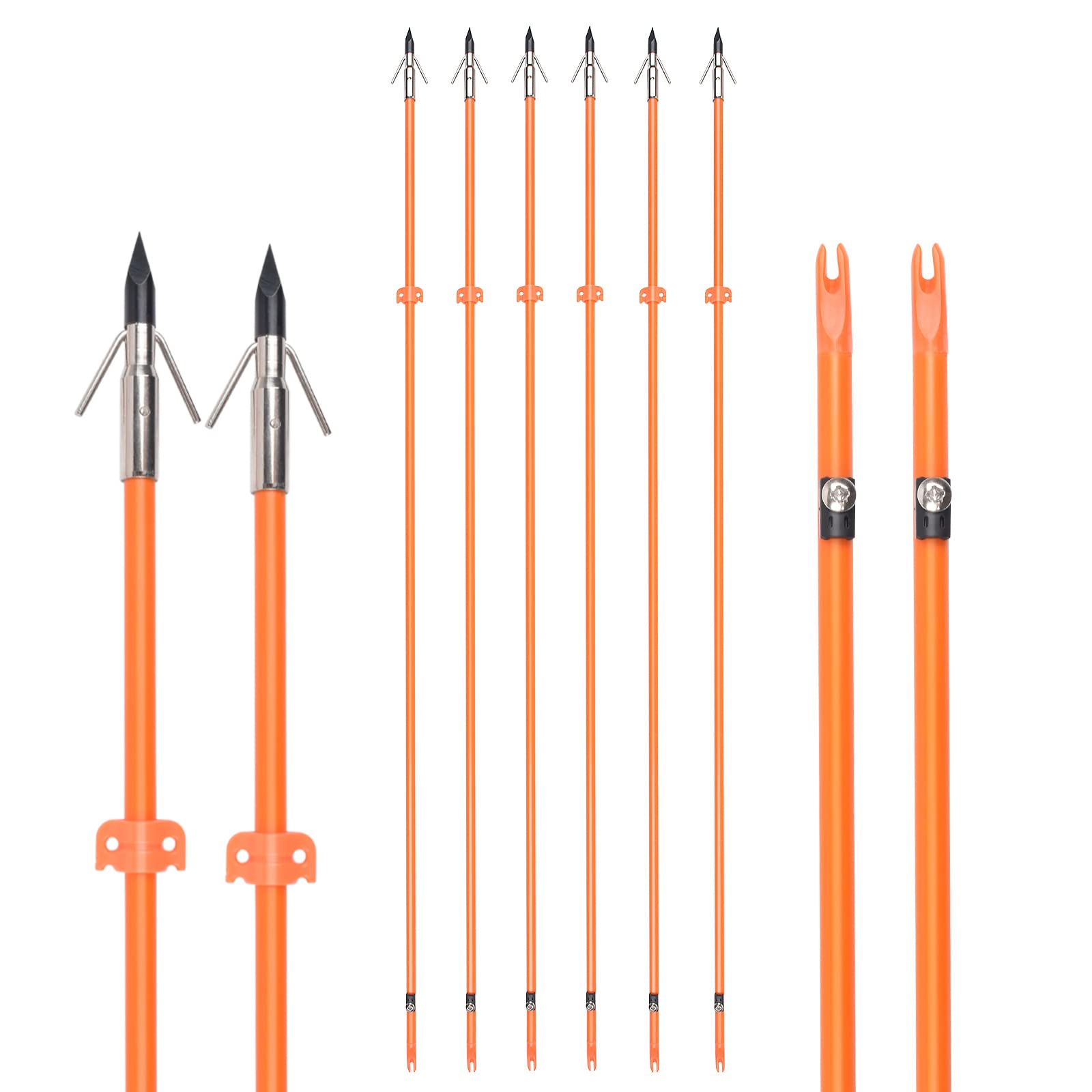 GPP bowfishing arrow 32in fiberglass shaft in orange improves visibility during outdoor fishing.