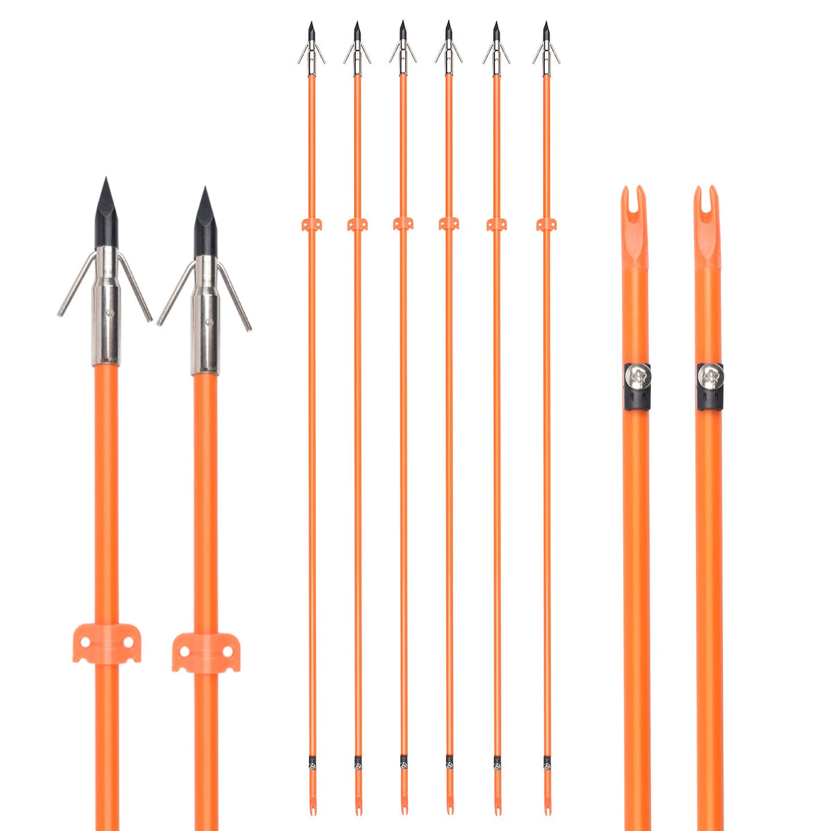 GPP bowfishing arrow 32in fiberglass shaft in orange improves visibility during outdoor fishing.