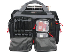 G.P.S. Rolling Range Bag with telescoping handle enables easy transportation between ranges.