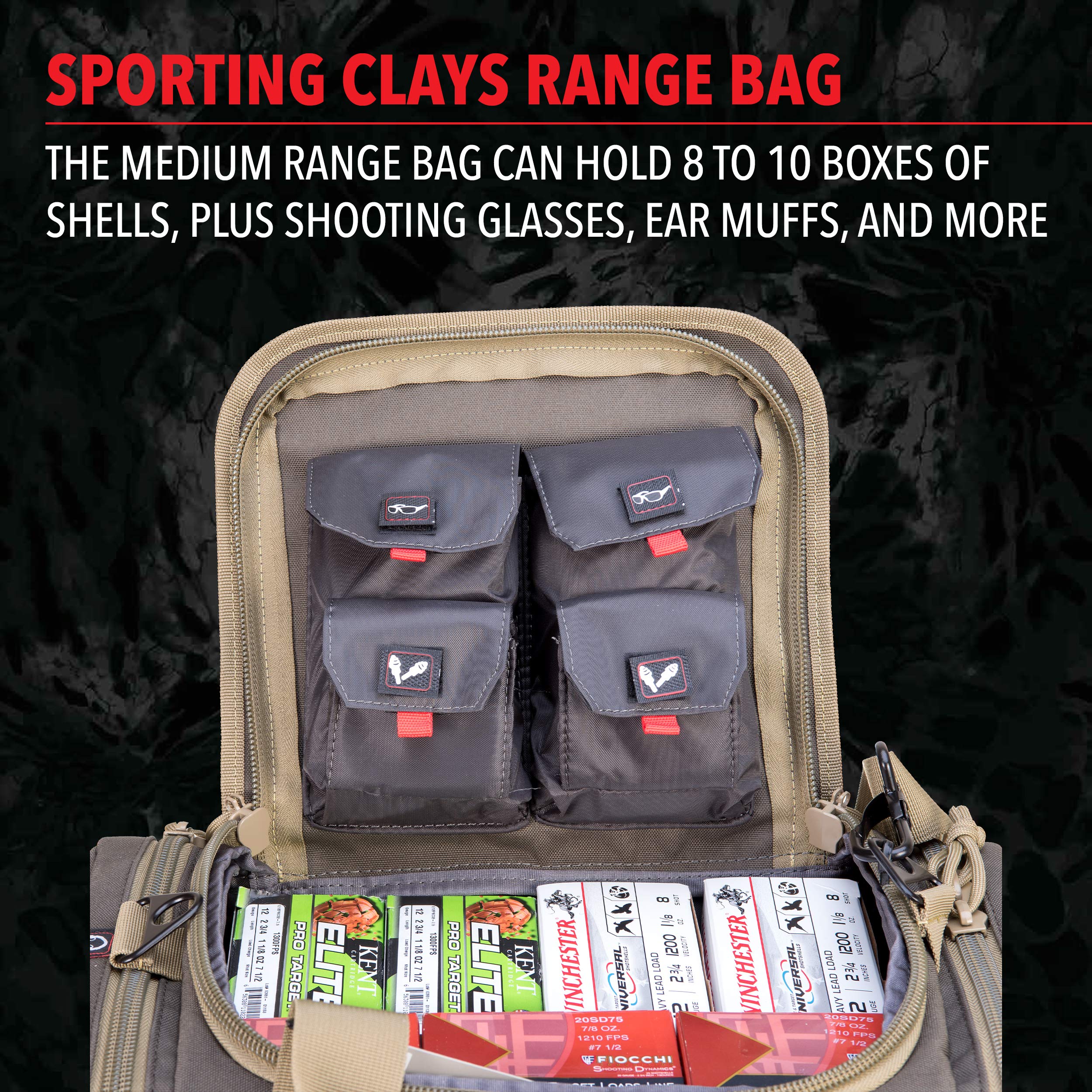 End lift ports on the G.P.S. Sporting Clays Range Bag Olive