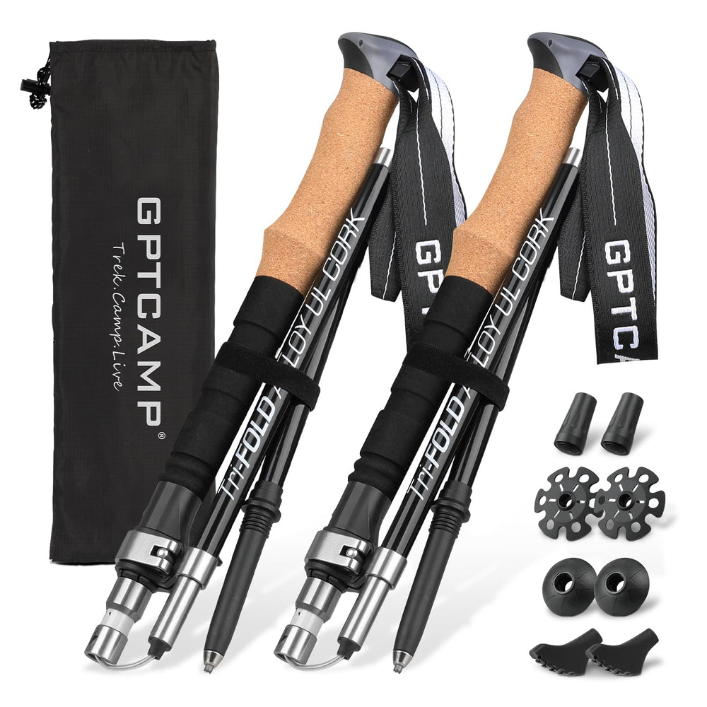 GPTCAMP Nordic walking stick folded compactly for travel and portability