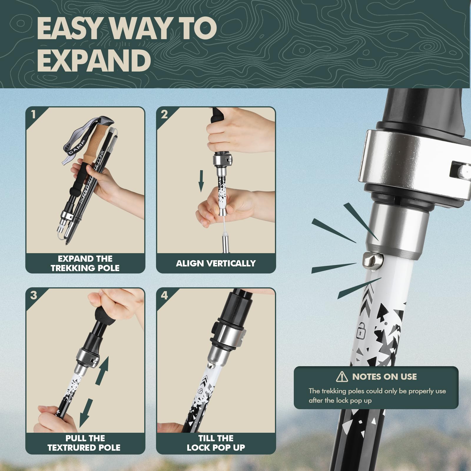 GPTCAMP Nordic TPZ-1 metal quick lock ensures secure, quick adjustments.