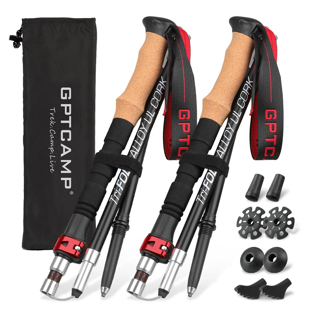 GPTCAMP Nordic Walking Stick TPZ-1 collapsed for easy packing and travel