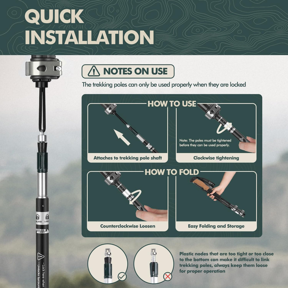 GPTCAMP trekking poles extended to provide stable support on rugged trails.