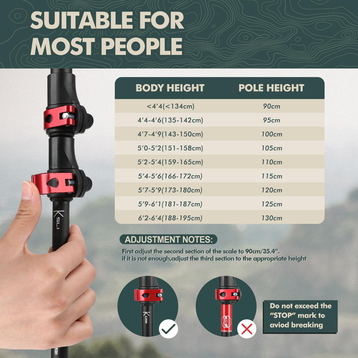 GPTCAMP poles feature a sturdy build to support challenging hikes.