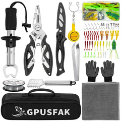 GPUSFAK 10-piece fishing tool kit with pliers and lip gripper