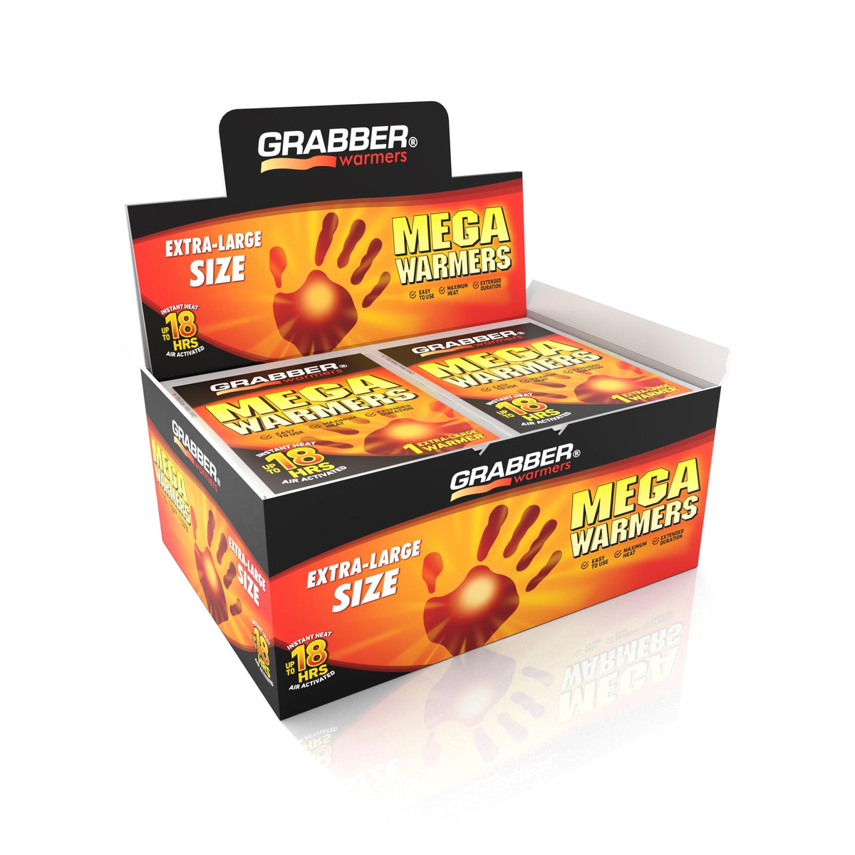 Grabber 18 Hour Body Warmers display for quick, portable warmth at a glance