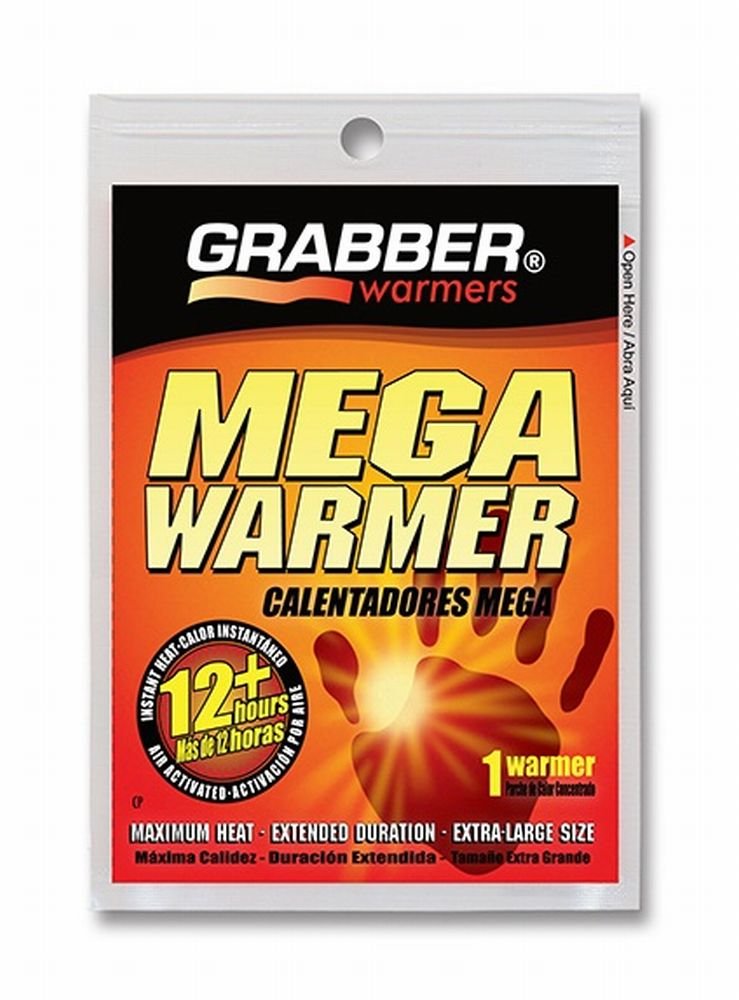 Grabber Heat Treat Mega Warmer activates instantly for outdoor cold-weather warmth.