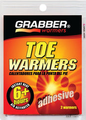 Packaging dimensions for Grabber toe warmers 8 pack indicating compact storage.
