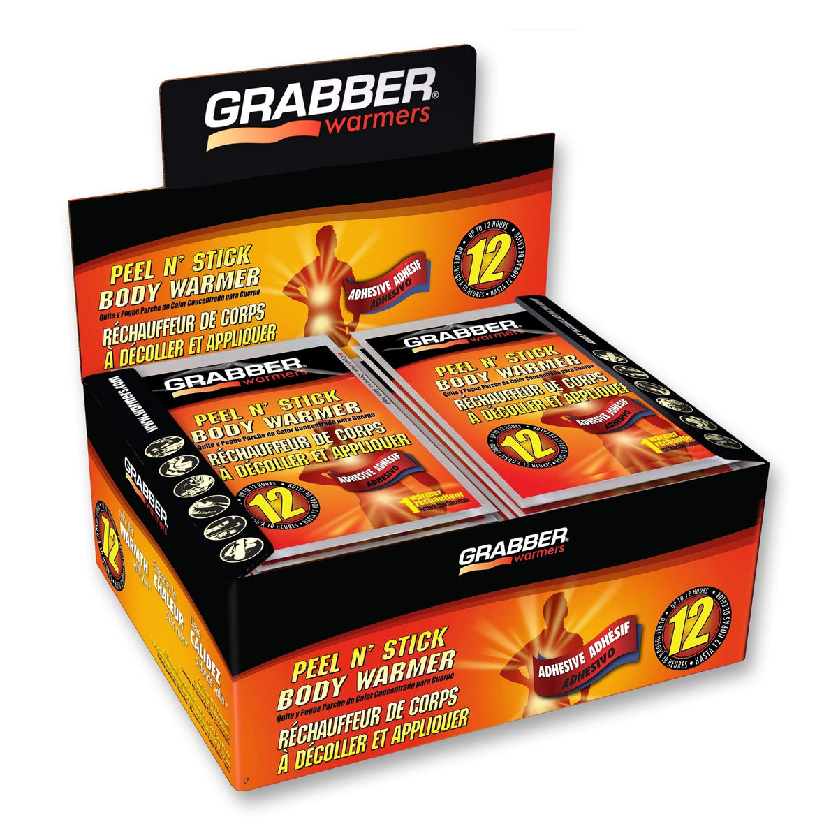 Grabber warmers packaging shows a 40-count box for outdoor warmth.