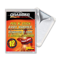 Grabber warmers adhesive-back design keeps warmth in place during activity.