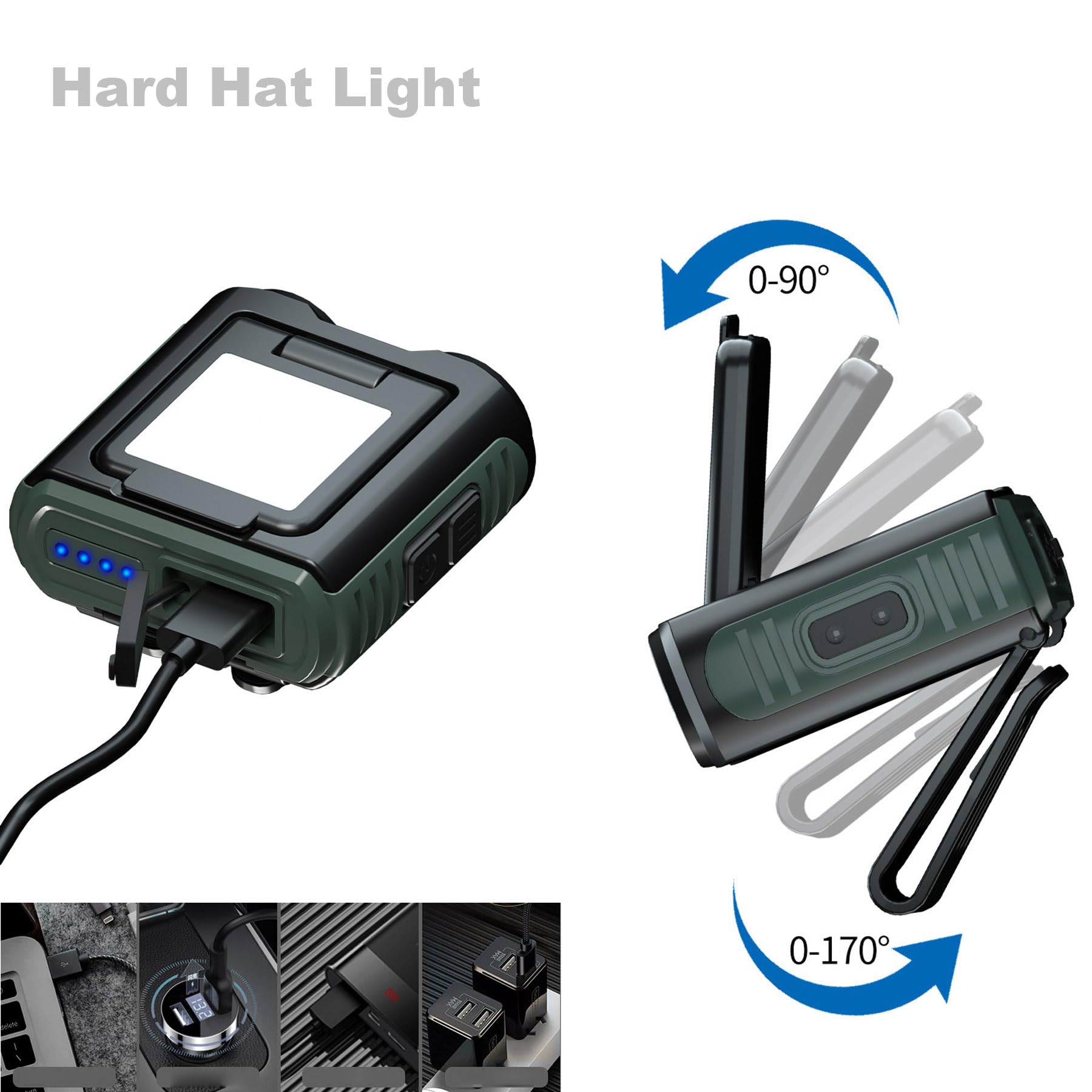 GRACETOP 2000mAh battery lasts hours of steady light.