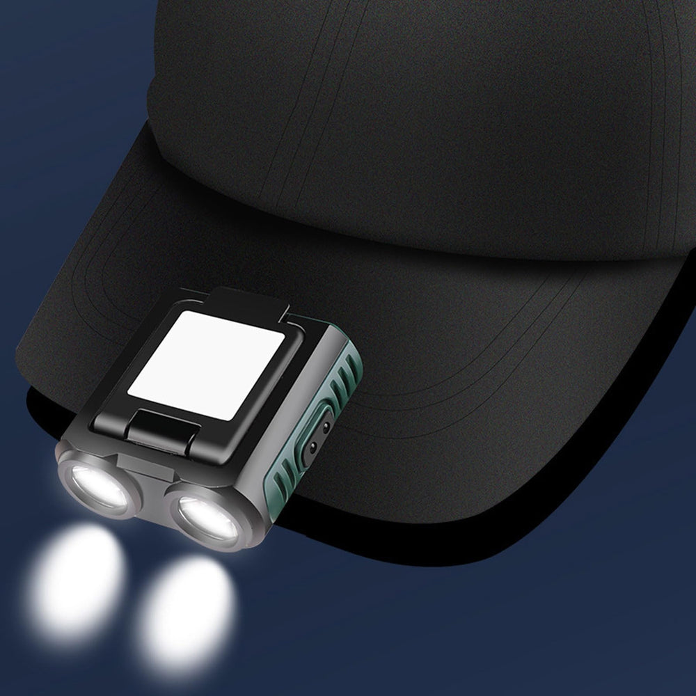GRACETOP LED cap light worn during an evening outdoor hike.