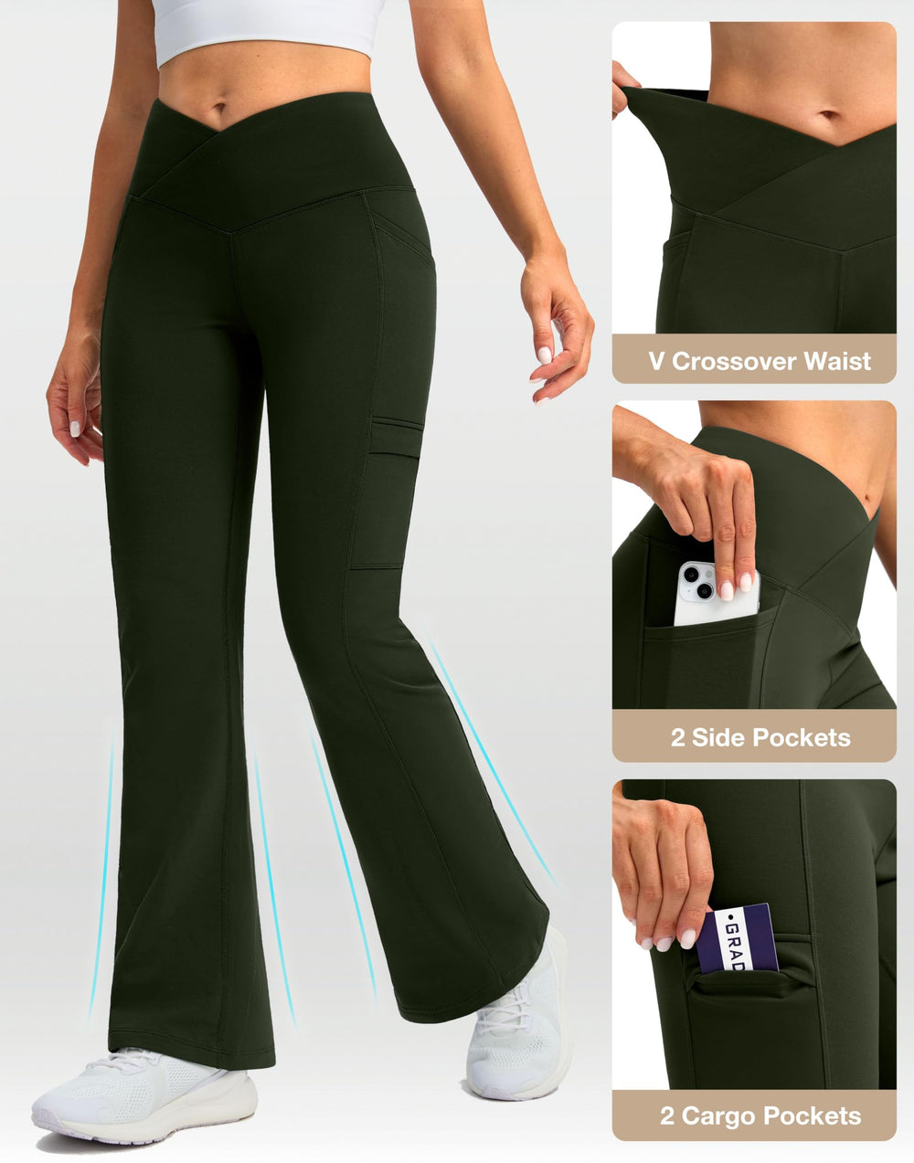 G Gradual olive four-pocket cargo pants for outdoor essentials.