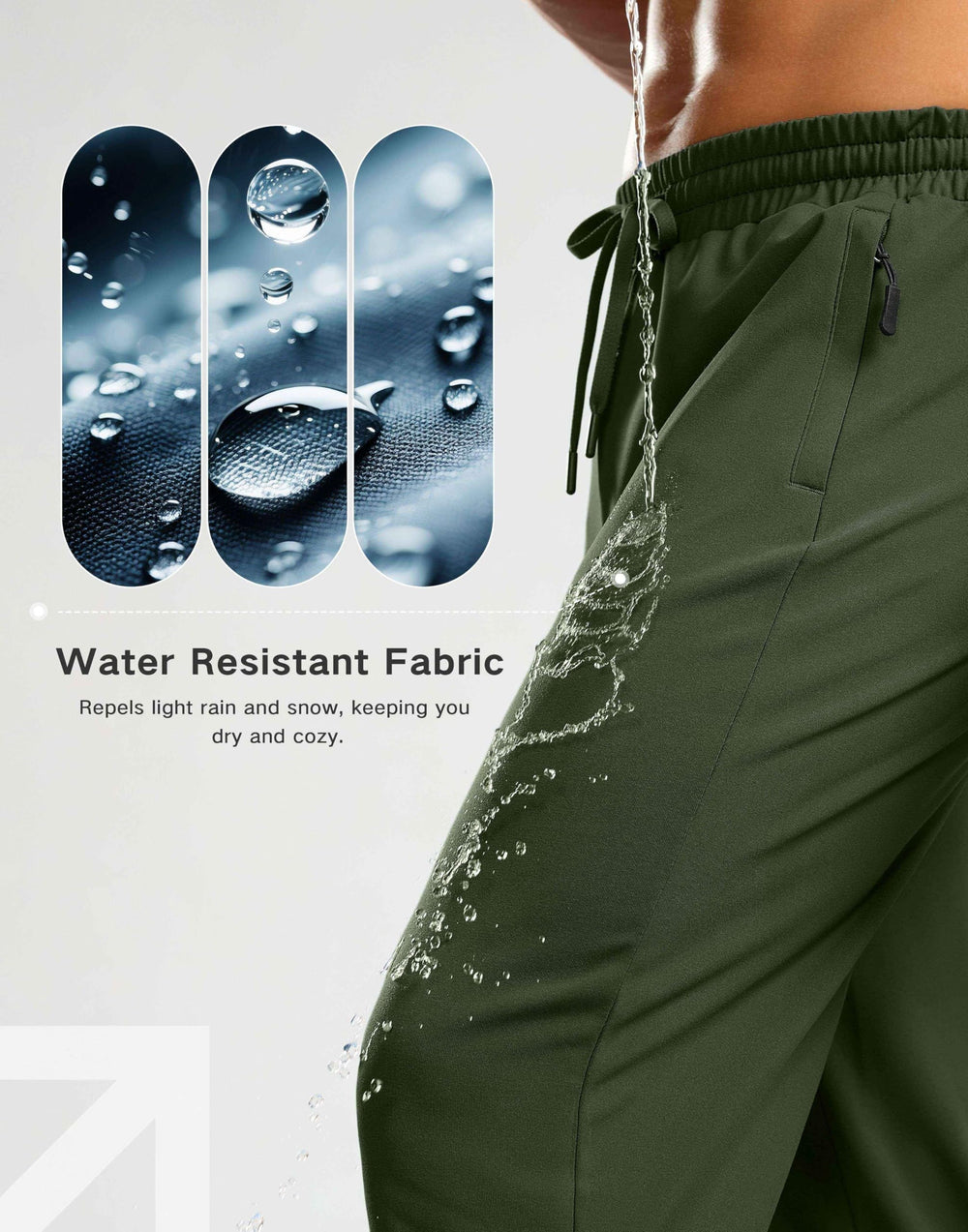 G Gradual pants in olive green suited for daily wear and outdoor activity.