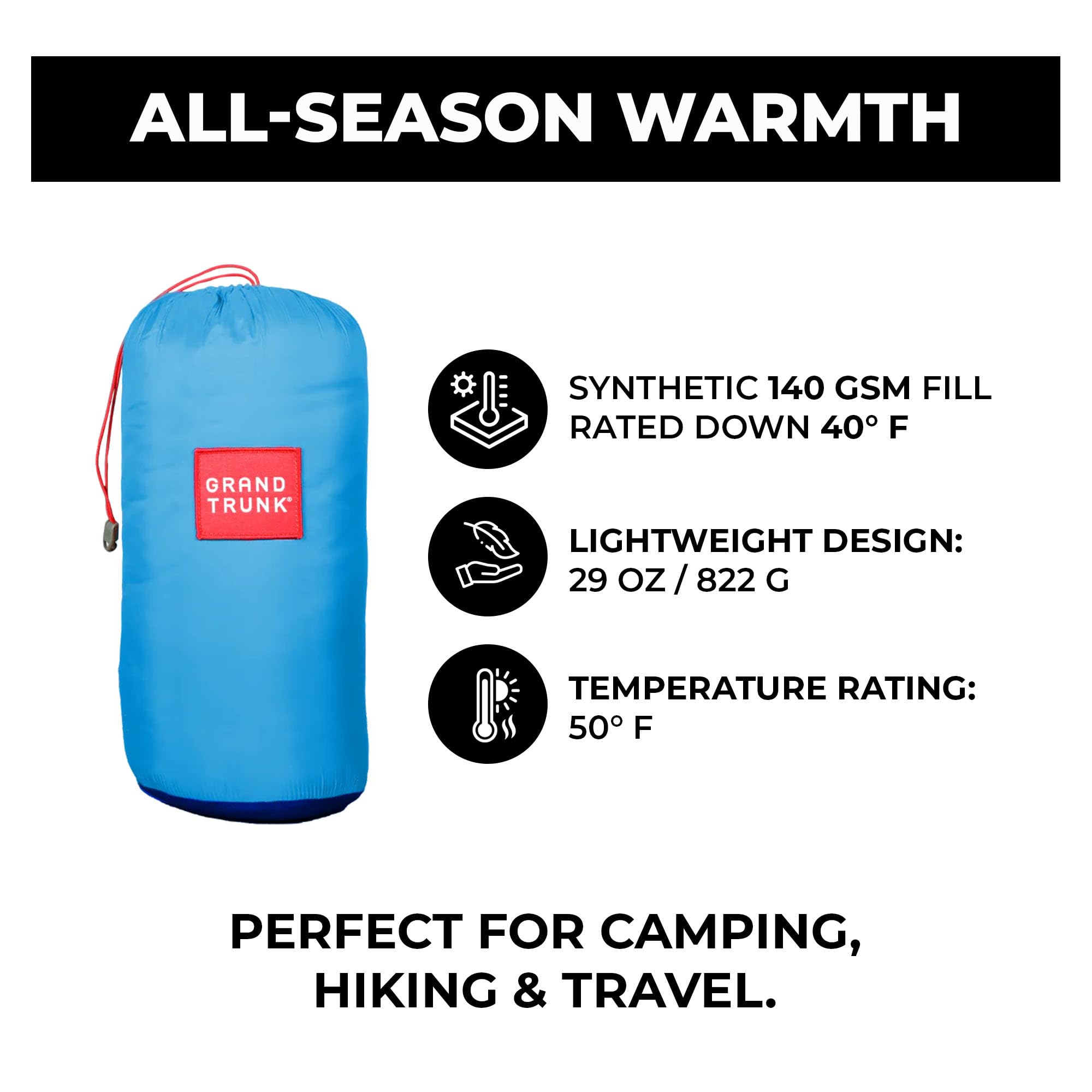 Grand Trunk 360 ThermaQuilt cord tunnel illustration highlights easy warmth retention.