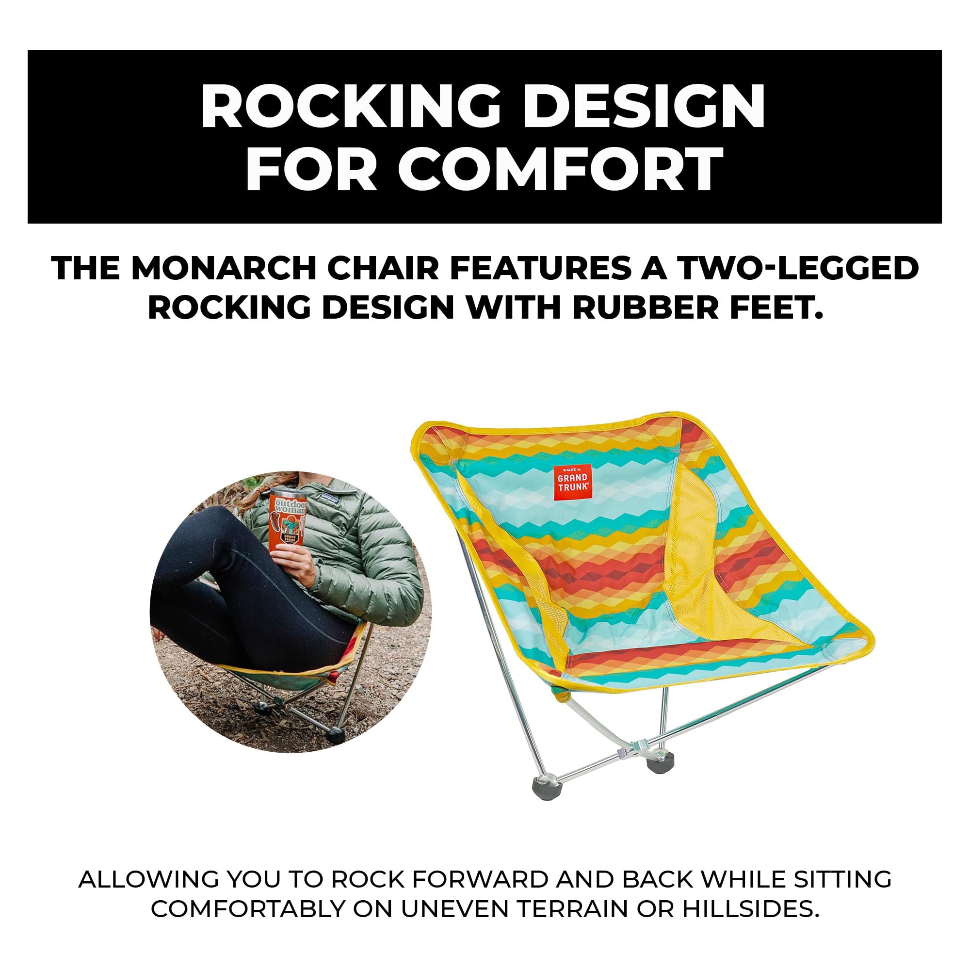 Grand Trunk Alite Monarch Chair compact fold fits in a backpack.