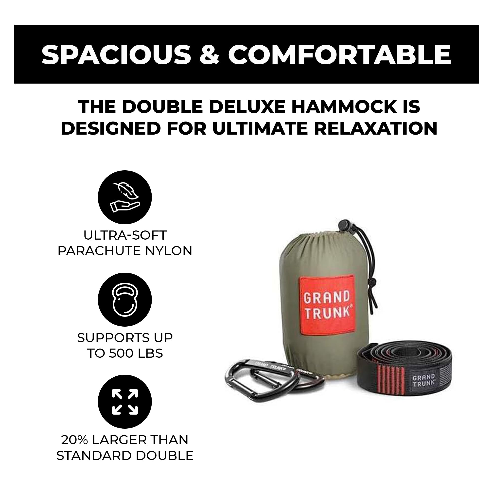 GRAND TRUNK Double Deluxe Hammock fabric closeup shows breathable parachute nylon