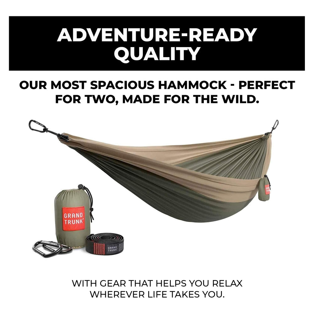 GRAND TRUNK Double Deluxe Hammock folded in its compact stuff sack