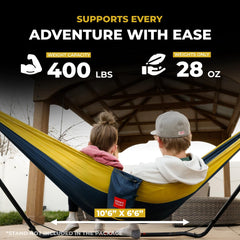 GRAND TRUNK Double Deluxe Hammock straps enable quick, tree-friendly setup