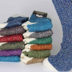 Grange Craft Connemara Merino socks in blue, pack shot, emphasizing comfort for everyday wear.