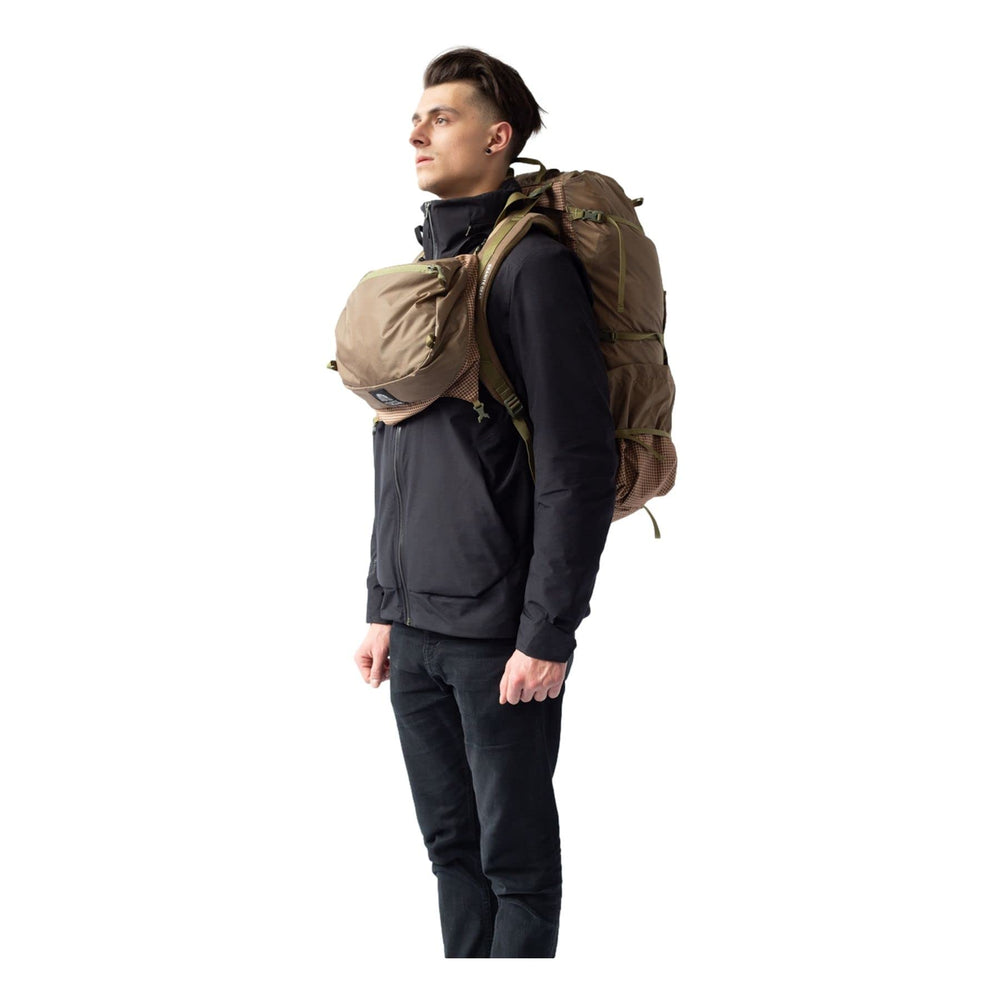 Granite Gear Blaze 60L lid converted to chest pack for quick access