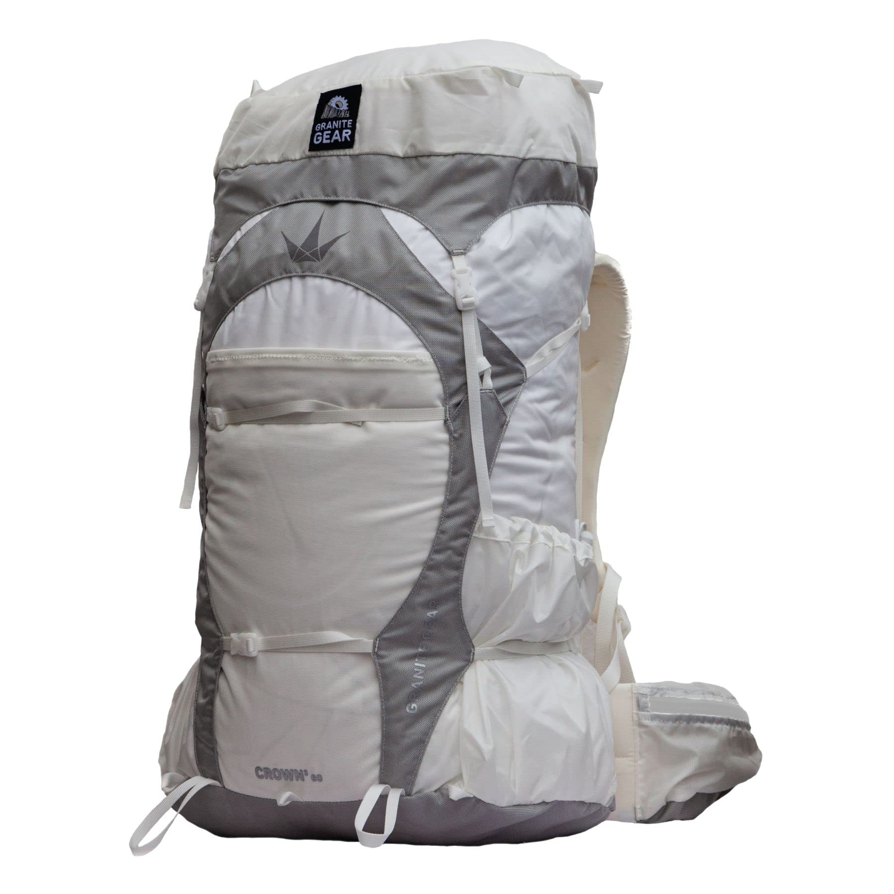 Granite Gear Crown 3 60L backpack front view in undyed fabric for durable outdoor use
