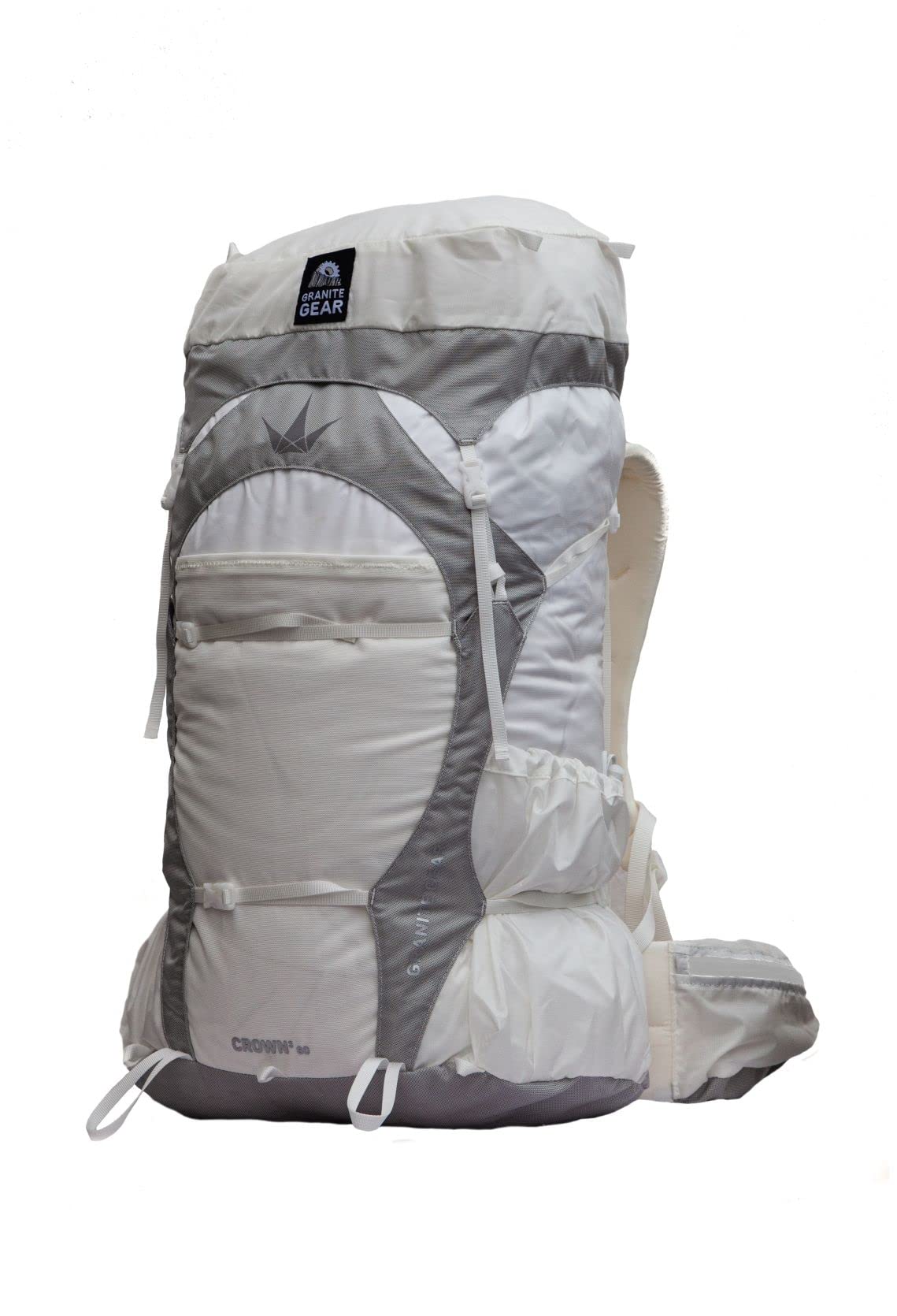Granite Gear Crown 3 60L backpack front view, undyed fabric, versatile trekking companion