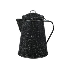 Granite Ware coffee boiler on stovetop delivering quick, 12-cup coffee for groups