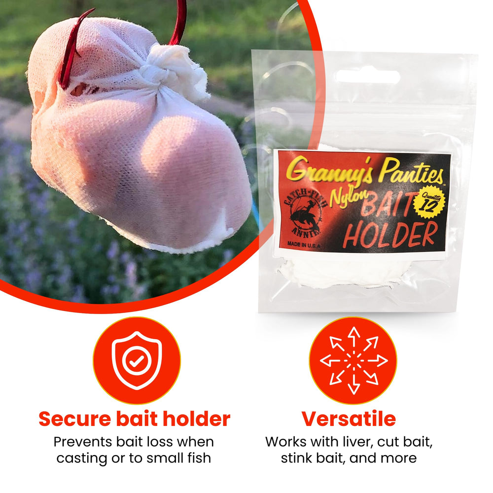 Close-up of nylon bait pouch securing bait