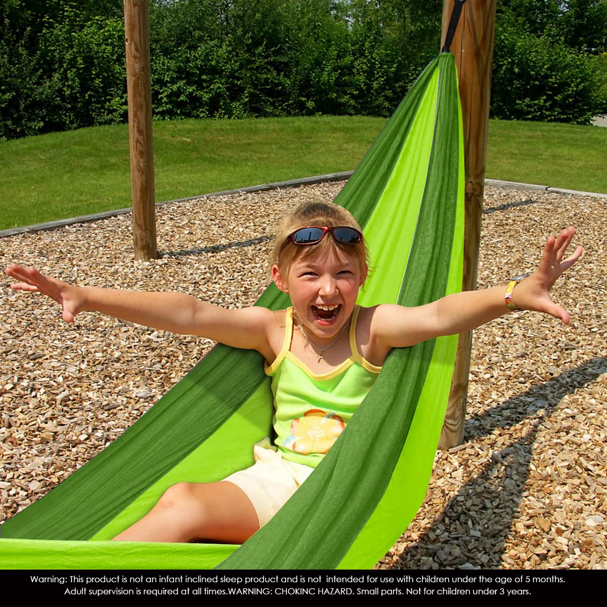 Grassman Kids Small Hammock tree straps provide secure, adjustable mounting for safe outdoor use.