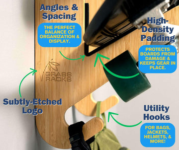 Low-profile padding contact points safeguard walls and boards
