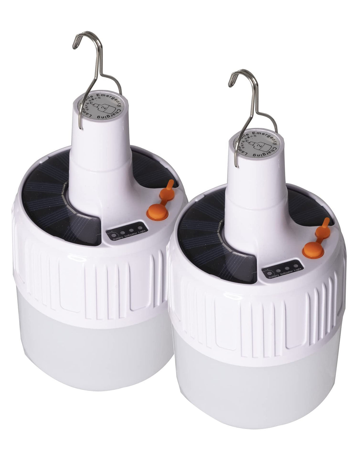 Gravity Trading solar lantern front view with bright 5000 lumens and ergonomic switch.