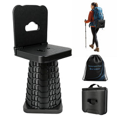 Graxie upgraded collapsible stool with backrest extended for outdoor comfort.
