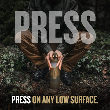 Cartridge removing microplastics and particulates; GRAYL GeoPress improves clarity.