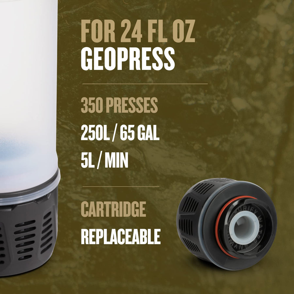 NSF-certified GRAYL GeoPress filter; trusted reduction of pathogens and chemicals.