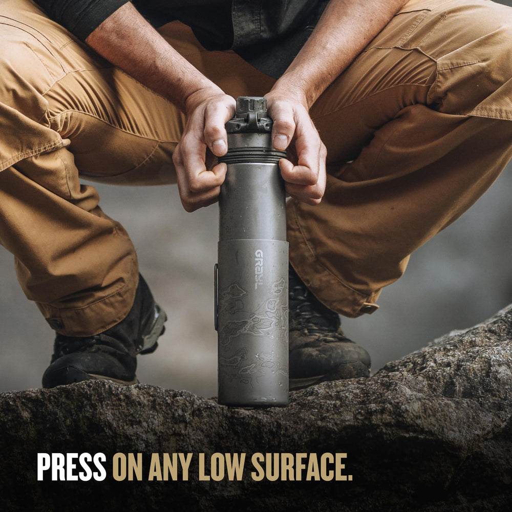 GRAYL GeoPress Titanium side view highlighting rugged build