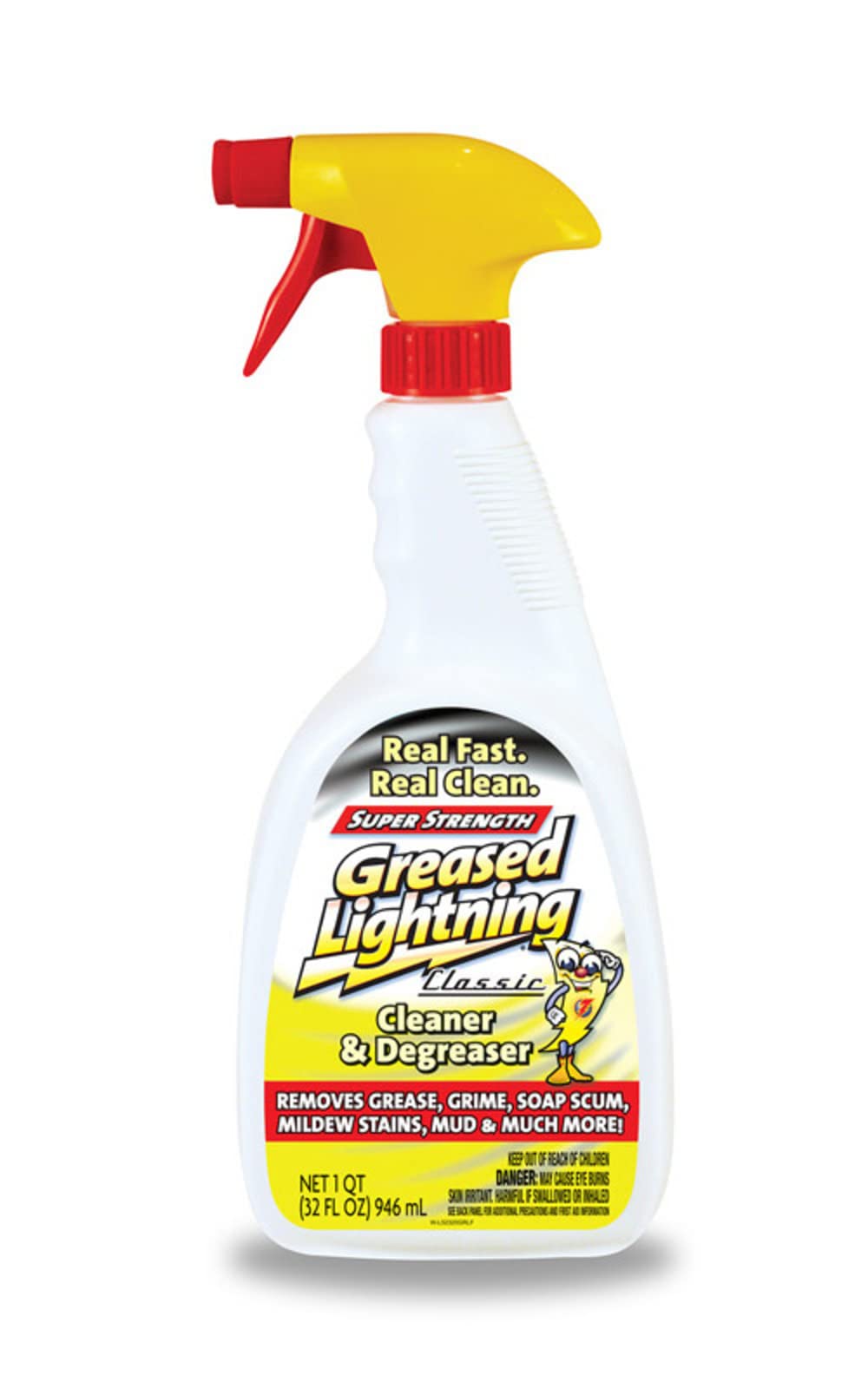 Greased Lightning lemon-scent cleaner package showing nine 32 oz bottles.