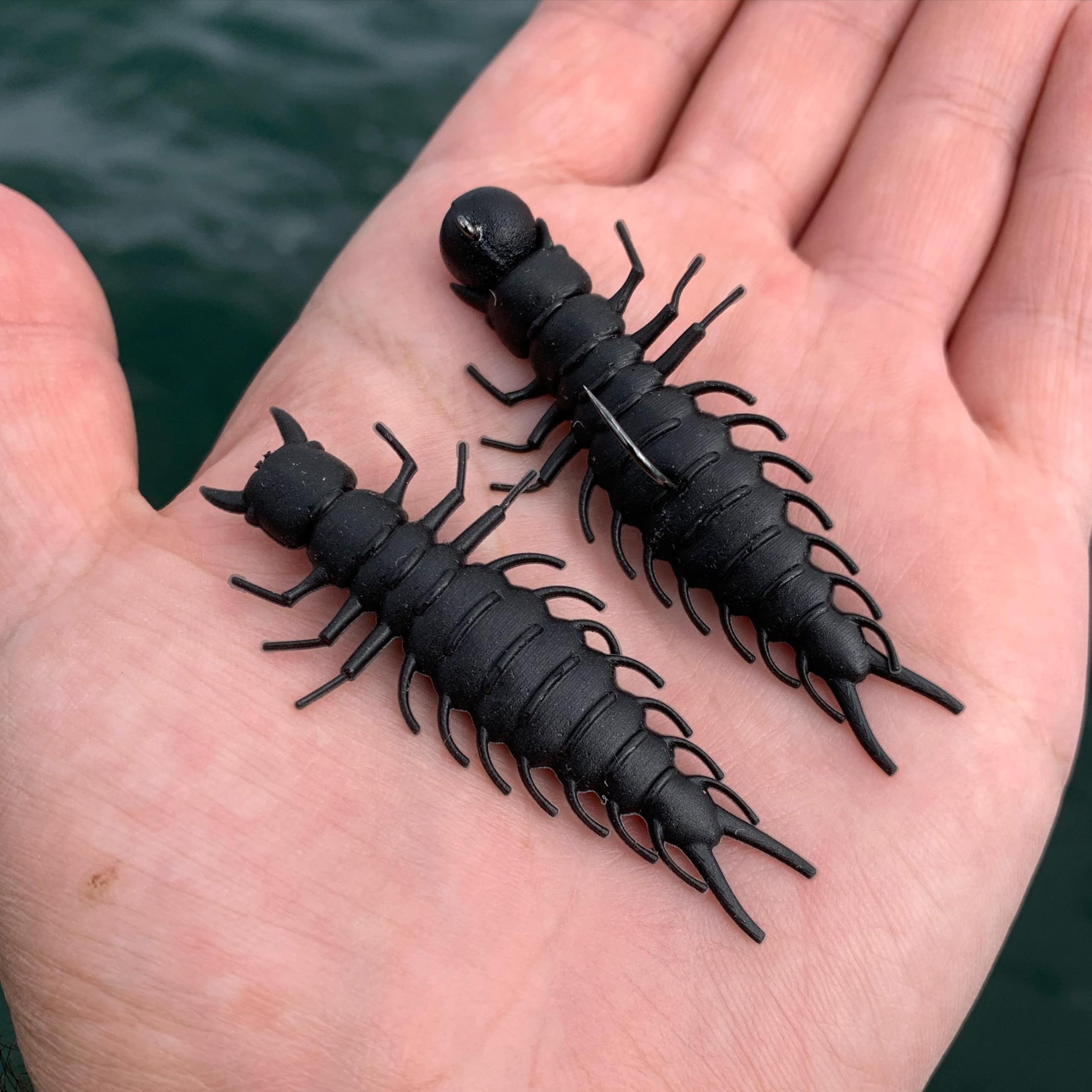 Juicy Hellgrammite drop shot bait shown for precise horizontal presentation.